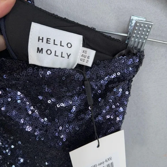 HELLO MOLLY Wanna Know How You Feel Sequin Dress Womens XS Navy Party Dressy - Picture 8 of 15